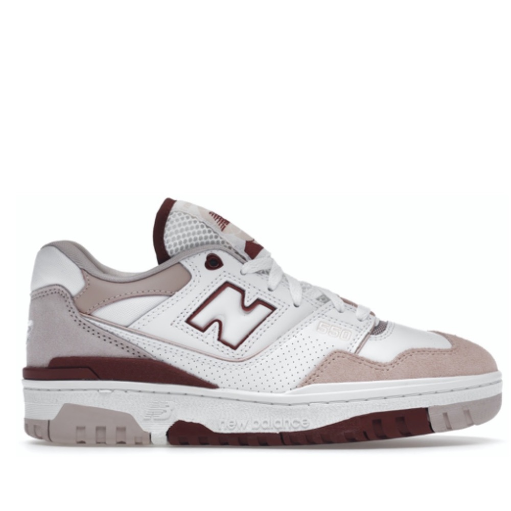 New Balance 550 in White Scarlet